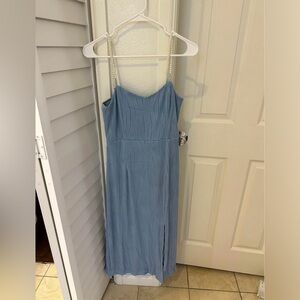 Women's blue dress with pearl straps size small